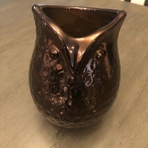 Collectable Ceramic Owl Vase/Utensil Holder - Dimple finish Copper Colored